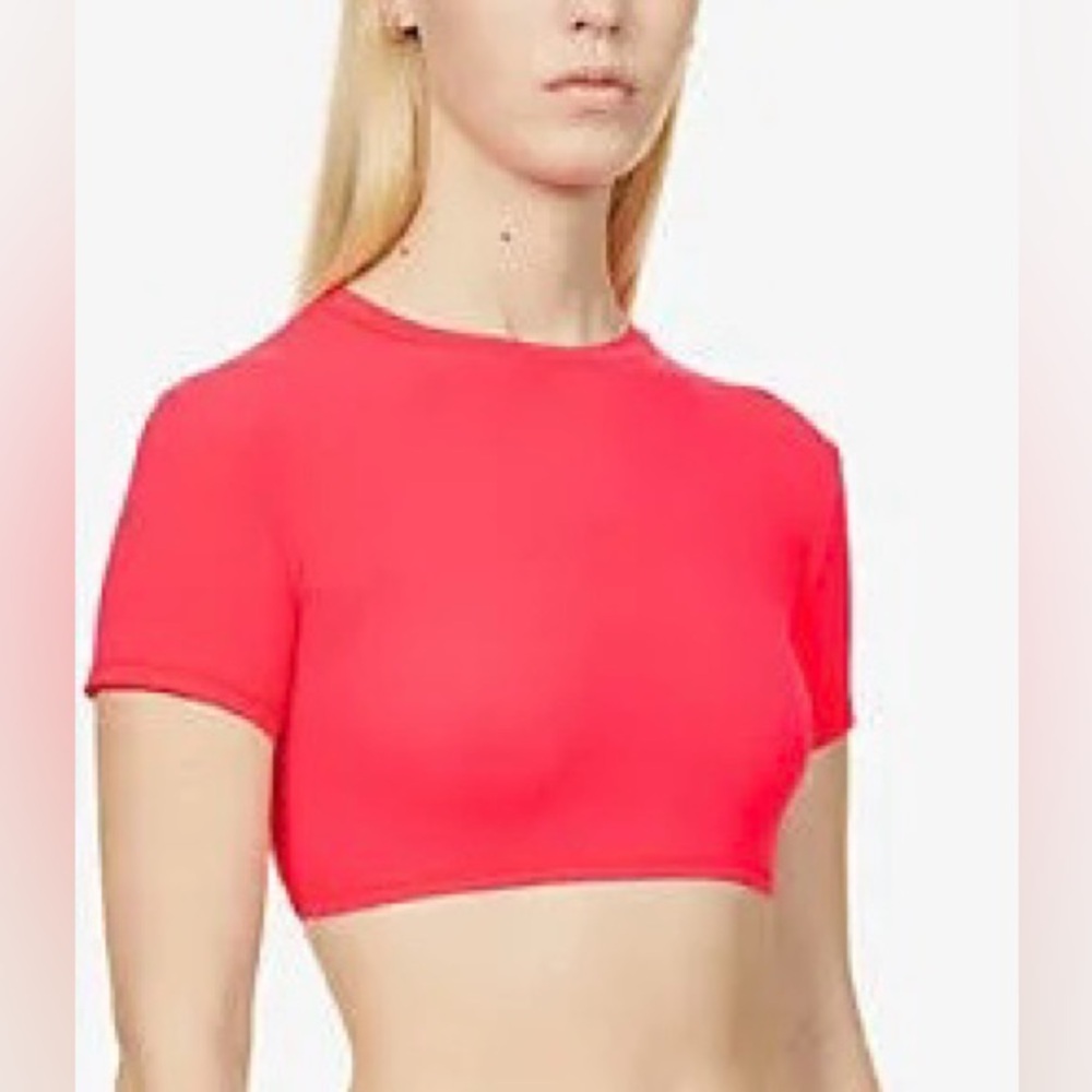 Skims Cotton Jersey Super Cropped T-Shirt Crewneck